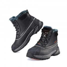 [Heidi] MS-6360 6 inch safety shoes, fire, black, top quality oil nubuck/natural leather
