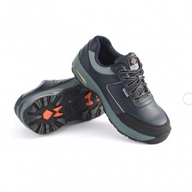 [Heidi] TB-404 4-inch multipurpose safety shoes, navy, Permair natural cowhide / shock absorption, steel toe cap