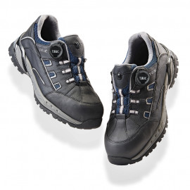 [Heidi] TB-40F 4-inch safety shoes, black+blue_ embossed natural leather, lightweight steel toe cap