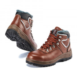 [Heidi] MS-652B 6-inch safety shoes, winter shoes, brown, natural cowhide + high-quality leather, steel toe cap, life waterproof