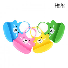 [Lieto_Baby] Baby Bibs _ Teddy Bear Silicon Infant Bibs Easy-Wipe Clean Comfortable Infant Bib _ Made in Korea