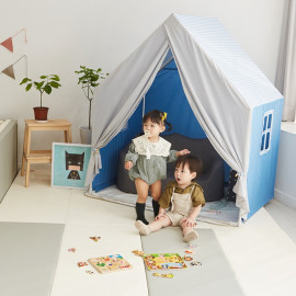 [Lieto_Baby] Lieto Fun Playhouse for Kids, Check Blue_Play tent, Indoor tent, Toy house, Easy to Setup, Spacious Size, General Laundry _ Made in KOREA