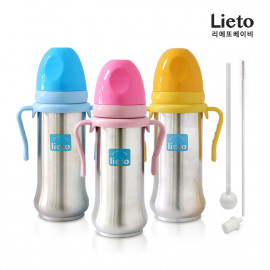 [Lieto_Baby] Stainless Steel Straw Cup with Insulation 200 ml + Refill Straw + Straw Cleaning Brush_Detachable handle, high-grade silicone, backflow prevention_ Made in KOREA