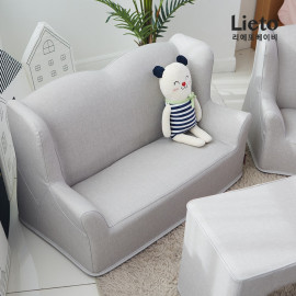 [Lieto_Baby] Coco Lieto Prin Toddler Sofa, Gray, Double Chair, Kids Chair, Ergonomic Design, Harmless Eco-Friendly Material, Non-Slip, Toddler Couch _ Made in KOREA