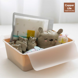 [Copper Life] Copper Fiber Baby Shower Gift Set _ Newborn Baby Clothes, Baby Hat, Baby Socks and Gloves, Silicone Teething Toys, Bamboo Cotton Handkerchief _ Made in KOREA