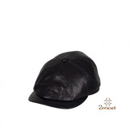 2MOD_19FWHT011_ TWOMOD black leather hunting cap, flat cap_handmade, Made in Korea, hat