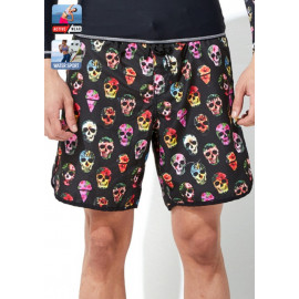 [69SLAM] Men's Hibiscus Skull Medium Board Short (Bottom) 30% OFF, Men's Swimwear, Beachwear, Short Pants, Swimming Trunks