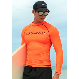 [69SLAM] Men's Fluorescent Orange Body Correction Rash Guard (Top) 51% OFF, Beach Wear