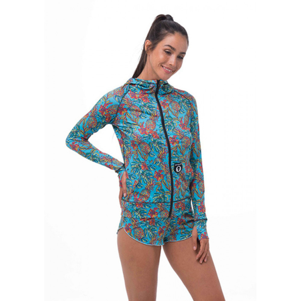 [69SLAM]Women's Panama Hooded ZipUp Rash Guard (Top) Loose Fit