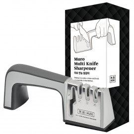 [MURO] All-purpose knife sharpener, 4-step knife sharpener (ceramic, adamantine, tungsten), non-slip floor ergonomic design, scissors sharpener, kitchen knife, sharpener