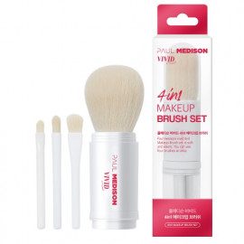 [Paul Medison] Vivid 4 in 1 Makeup Brush Set _ Portable, Travel, Retractable, Hygienic