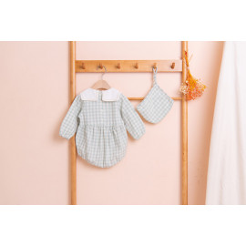 [BEBELOUTE] Bebe Check Long Sleeve Bodysuit (Mint), Baby All-in-One, Infant Bodysuit, Cotton 100% _ Made in KOREA