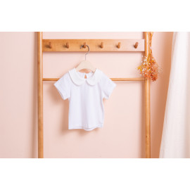 [BEBELOUTE] Short Sleeve Collar T (White), Baby Shirts, Infant Summer Shirts, 100% Cotton_ Made in KOREA