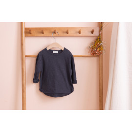 [BEBELOUTE] U Neck Plain Fabric T-Shirt(Gray), Cotton 100%_ Made in KOREA