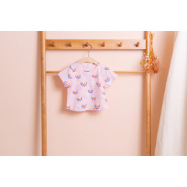 [BEBELOUTE] Rainbow Print T-Shirt (Pink), Baby, Infant T-Shirts, Cotton 100% _ Made in KOREA