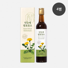 [Green Friends] Dandelion Flower Fermented Black Vinegar 4Bottles _ 375ml/ 12.68Fl.oz, Drinkables Vinegar, Korean Dandelion Extract,, Helps to Recharge Vitality and Promote Digestive Health _ Made in Korea