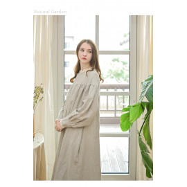 [Natural Garden] MADE N_ Lithuania shoulder shirring linen dress_ Comfortable and lovely linen dress, Made in Korea