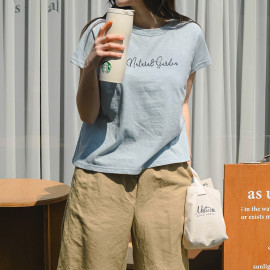 [Natural Garden] MADE N Natural Garden Printed Linen Short Sleeve T-shirt_ high quality material, Neat and tidy silhouette round neck_ Made in KOREA