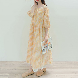 [Natural Garden] MADE N Check Seersucker Pleated Dress_High-quality material, poly and cotton blend, signature product_ Made in KOREA