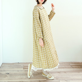 [Natural Garden] MADE N Linen Check Shirt Dress_High quality material, linen material, classic & daily mood_ Made in KOREA