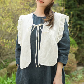 [Natural Garden] MADE N Frill Linen Vest Cape_High quality material, linen material, detachable ribbon strap detail_ Made in KOREA