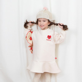 [BABYBLEE]  D202107 Ruffle Heart Fleece Girls Dress, Toddler Dress, Winter Dress, Infant Dress, children's clothes_ Made in KOREA