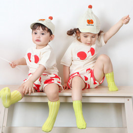 [BABYBLEE] D21229 _ Yum Yum Apple Top and Bottom Set, Infant Short-sleeved Shirt, Cotton, for Spring and Summer, Unisex_ Made in KOREA