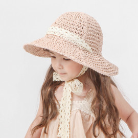 [BABYBLEE] A19512 _ Lily Kids Paper Straw Bucket Hat Toddler Summer Hats Kids Suncap Beach Hats