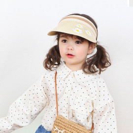[BABYBLEE] A21703_ Kids Daisy Paper Straw Visors Sun Hats Cap Wide Brim UV Protection Beach Hats for Boys Girls Youth