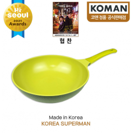 [KOMAN]KOMAN avocado IH titanium coated wok 28 CM, cooking utensils, chef pan, SGS approval, PFOA free, For induction_ Made in KOREA