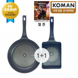 [KOMAN] Set of 2 : Black Win Non-Stick Titanium Coated Frying Pan 28 cm + Square Pan 19 cm (SGS Approved. PFOA Free) _ Made in KOREA