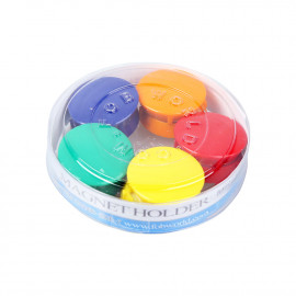 [FOBWORLD] Round Magnet Holder 32mm 10Pcs _ Notice Board/Planning Magnets, Round Plastic Covered Magnetic Buttons, Refrigerator Whiteboard Magnets for School Office Home _ Made in Korea