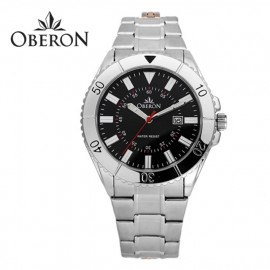 [OBERON] OB-906G BK _ Fashion Business Men's Watches With Stainless Steel Watch, 3 ATM Waterproof Quartz Watch For Men, Auto Date