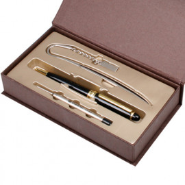 [WOOSUNG] Gift Set_ Metal Bookmark + Premium Classic Metal Pen (Gold) + Refill