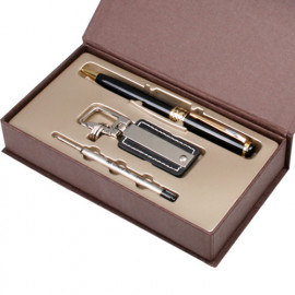 [WOOSUNG] Gift Set_ Leather Key Chain, Key holder + Premium Angel Metal Pen + Refill