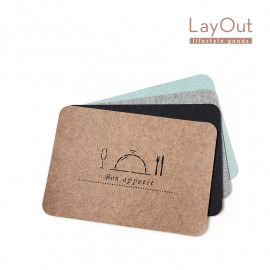 [LayOut] Felt Non-slip Table Mat, Modern and Simple Design with Laser Cutting_ Delicious_1 Set (2 Pieces) _ Made in Korea