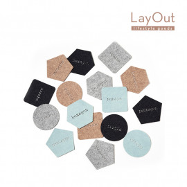[LayOut] Felt Non-slip Tea Coaster, Modern and Simple Design with Laser Cutting_ 4 pieces with shapes _ Made in Korea