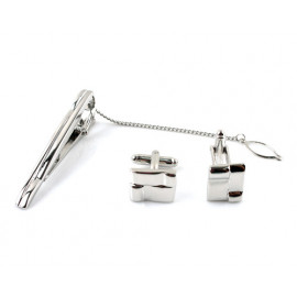 [MAESIO] KPC1019_Tie Clip, Tie Pin and Cufflinks Button for Men, Rhodium Plating _ Made in KOREA
