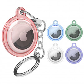[S2B] Alpha Rainbow AirTags Transparent Case _ Compatible with Apple AirTags Case Keychain Holder Key Ring Cases Air Tags Protective Cover Airtag Key Chain Loop Holders for Luggage Dog Cat Pet Collar