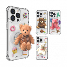 [S2B] Alpha Minimal Little Bear PC/TPU Material Air Cushion Acrylic Tok Transparent Bulletproof Reinforced Iphone Case_ Made in KOREA