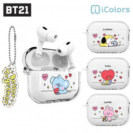 [S2B] BT21 My Little Buddy Airpods Pro 2 Clear Slim Case _ BTS Character, Protective Hard Case for Apple Airpods Pro with Keychain _ Made in Korea