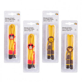[S2B] DISNEY TSUM TSUM Type C 5-Pin 2-IN1 Data Transfer multi cable charger _ Data Cable 1 Meter, Mickey Pooh Chip  Tiger