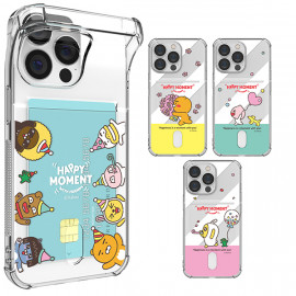 [S2B] Kakao Friends Happy Moment Funny Transparent Bulletproof Card case _Kakao Friends' character, Soft jelly phone bumper _ Made in Korea