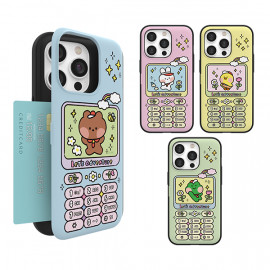 [S2B] Line Friends Minini Retro Phone magnetic card Case_  A convenient design and charge wirelessly For Galaxy  _ Made in Korea