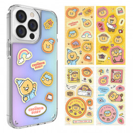 [S2B] KAKAOFRIENDS Chunsik Antibacterial Sticker Hologram Case  _iPhone 13, iPhone 14,  Galaxy S21, Galaxy S22 _ Made in Korea