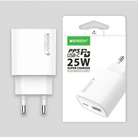 [S2B] SPEEDY PD 25W PPS 2-Port Super Charger _ PD/QC PPS Super Fast Wall Charger, Cable Detachable Charger, Dual Port Power Adapter Compatible with iPhone Samsung Galaxy