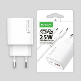 [S2B] SPEEDY PD 25W PPS 2-Port Super Charger _ with USB C to USB C Cable, PD/QC PPS Super Fast Wall Charger, Dual Port Power Adapter Compatible with iPhone Samsung Galaxy
