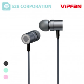 [S2B] VIPFAN M1 Earphones _ Earbuds Wired Headphones, 3.5mm in-Ear Wired Earbuds with Built-in Microphone & Volume Control
