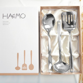 [HAEMO] Haemo Kitchen Tools, 3P Set  _ Spatula, Ladle, Cooking Spoon, Reusable Stainless Steel, Kitchenware _ Made in KOREA