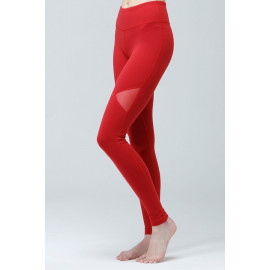 [Supplex] CLWP9024 Tone & Tone Mesh Leggings Deep Red, Yoga Pants, Workout Pants For Women _ Made in KOREA